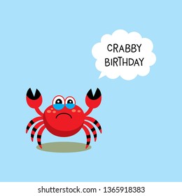 cute crab happy crabby birthday greeting card vector