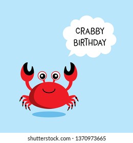 cute crab happy crabby birthday greeting vector