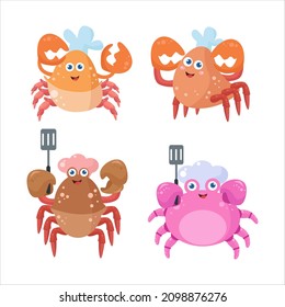 Cute crab illustration character collection perfect for logos and more