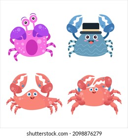 Cute crab illustration character collection perfect for logos and more