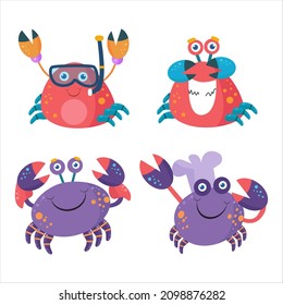 Cute crab illustration character collection perfect for logos and more