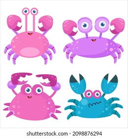 Cute crab illustration character collection perfect for logos and more