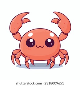 Cute crab illustration crab kawaii chibi vector drawing style crab cartoon