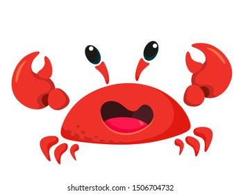 Cute  crab illustration as vector for baby tee print. Vector isolate in cartoon style .