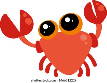 Cute crab, illustration, vector on white background.