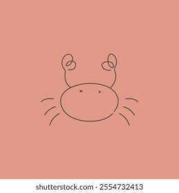 Cute crab line drawing flat vector design