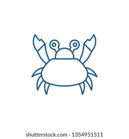 Cute crab line icon concept. Cute crab flat  vector symbol, sign, outline illustration.