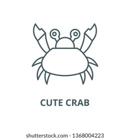 Cute crab line icon, vector. Cute crab outline sign, concept symbol, flat illustration