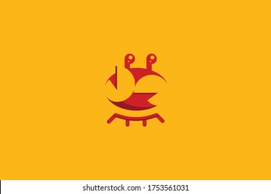 cute crab logo vector design with flat, simple, and elegant styles on white background