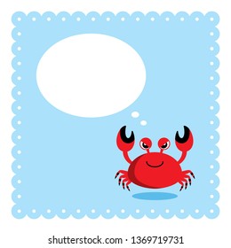 cute crab message card vector