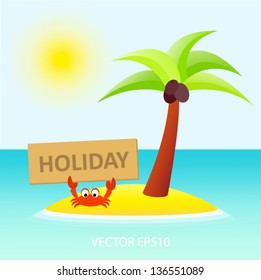 Cute crab and palm vector