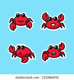 Cute crab, red crab, animal cartoon, crab cartoon vector