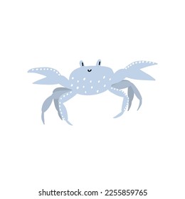Cute crab in Scandinavian style on a white background. Vector hand drawn kids illustration. Sea ocean. Underwater world