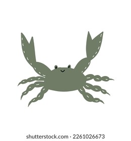 Cute crab in Scandinavian style on a white background. Vector hand drawn kids illustration. Sea ocean. Underwater world