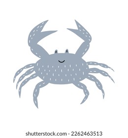 Cute crab in Scandinavian style on a white background. Vector hand drawn kids illustration. Sea ocean. Underwater world