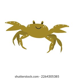 Cute crab in Scandinavian style on a white background. Vector hand drawn kids illustration. Sea ocean. Underwater world