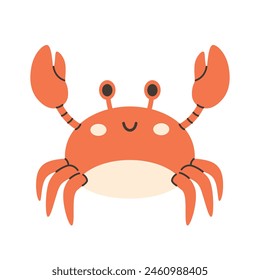 Cute crab. Sea animal. Ocean fauna. Vector illustration in flat style