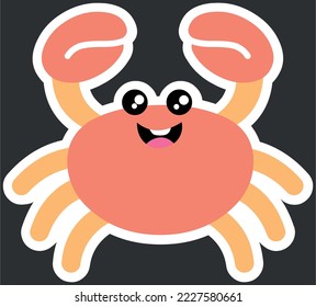 cute crab. Sea animal. Vector illustration. Flat drawing. Clipart. Cartoon style. Sticker.
