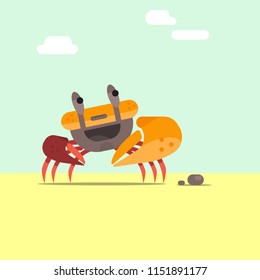 Cute Crab At The Sea Illustration