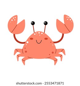 Cute crab. Sea and ocean animal. Vector illustration isolated on white background