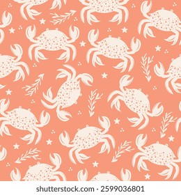 Cute crab Seamless Pattern Background. Crab illustration pattern. Crab background. Perfect for fabrics, textile, wallpaper, and decor. SSTKbackgrounds