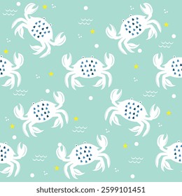 Cute crab Seamless Pattern Background. Crab illustration pattern. Crab background. Perfect for fabrics, textile, wallpaper, and decor. SSTKbackgrounds
