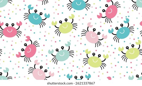 Cute crab Seamless Pattern Background. Crab illustration pattern. Crab, childish background. Perfect for fabrics, textile, wallpaper, and decor. SSTKbackgrounds