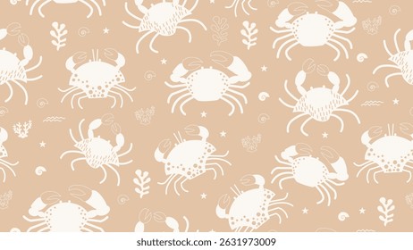 Cute crab Seamless Pattern Background. Crab illustration pattern. Crab, childish background. Perfect for fabrics, textile, wallpaper, and decor. SSTKbackgrounds
