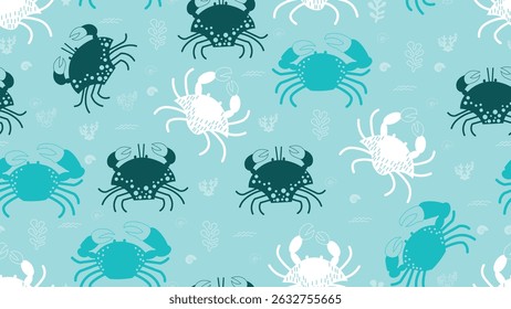 Cute crab Seamless Pattern Background. Crab illustration pattern. Crab, childish background. Perfect for fabrics, textile, wallpaper, and decor. SSTKbackgrounds