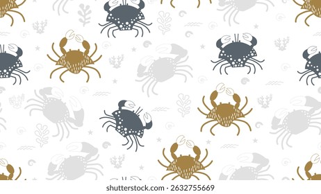 Cute crab Seamless Pattern Background. Crab illustration pattern. Crab, childish background. Perfect for fabrics, textile, wallpaper, and decor. SSTKbackgrounds