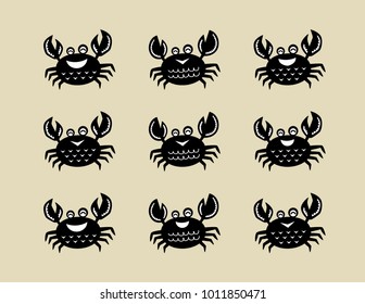 cute crab silhouette vector