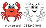 Cute Crab Smile Cartoon Coloring Page For Kids