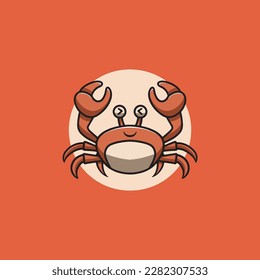 Cute crab smiling face cartoon illustration