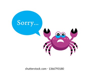 cute crab sorry card vector