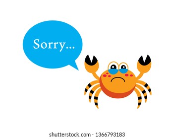 cute crab sorry card vector