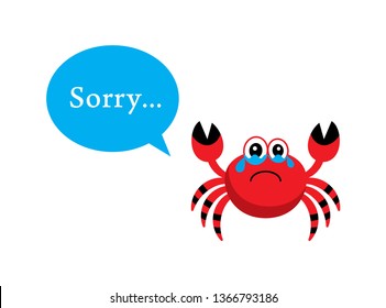 cute crab sorry card vector