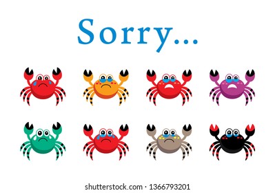 cute crab sorry card vector