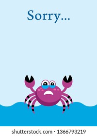cute crab sorry card vector