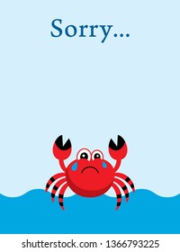 cute crab sorry card vector