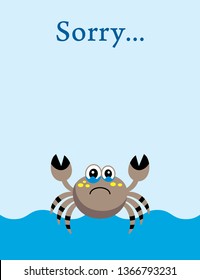 cute crab sorry card vector