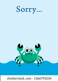 cute crab sorry card vector