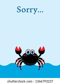 cute crab sorry card vector