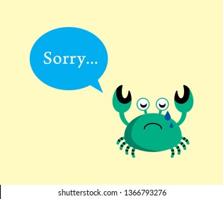 cute crab sorry card vector