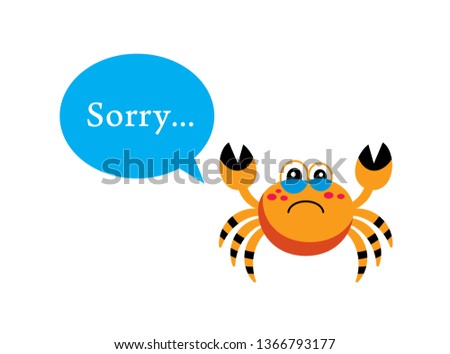 cute crab sorry card vector