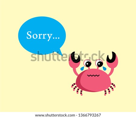 cute crab sorry card vector