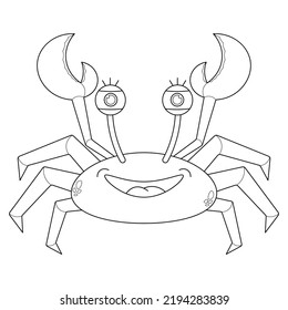 Cute crab suitable for children's coloring page vector illustration