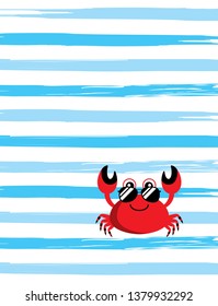 cute crab summer fun vector