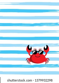 cute crab summer fun vector