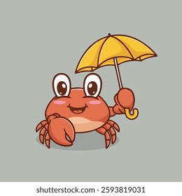 Cute crab umbrella vector children's illustration Q version vector cartoon illustration