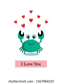 cute crab valentine greeting card